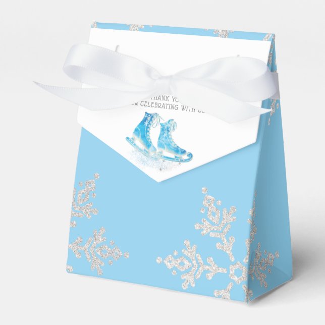 Ice Skating Birthday Party Favor Boxes (Front Side)