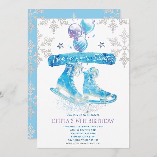 Ice Skating Birthday Party Invitation