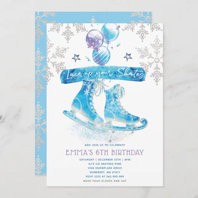 Ice Skating Birthday Party Invitation | Zazzle