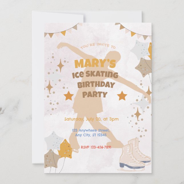Ice Skating Birthday Party Invitation (Front)