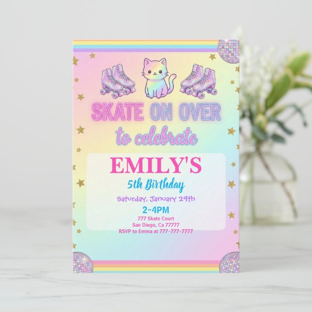 Ice Skating Birthday Party Invitation (Standing Front)