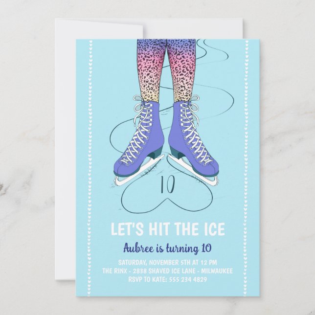 Ice Skating Birthday Party Invitation (Front)