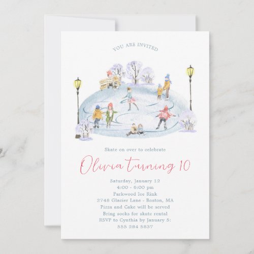 Ice Skating Birthday Party Invitation