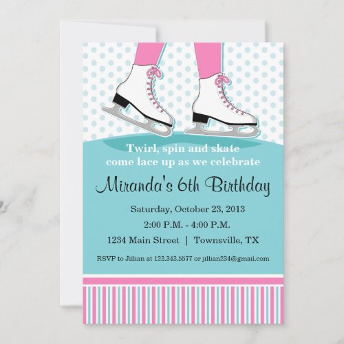 Ice Skating Birthday Party Invitation