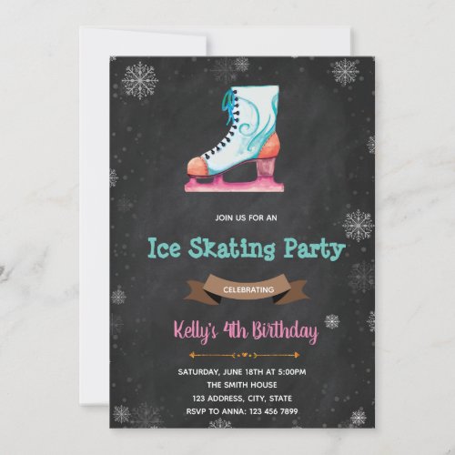 Ice Skating birthday party invitation