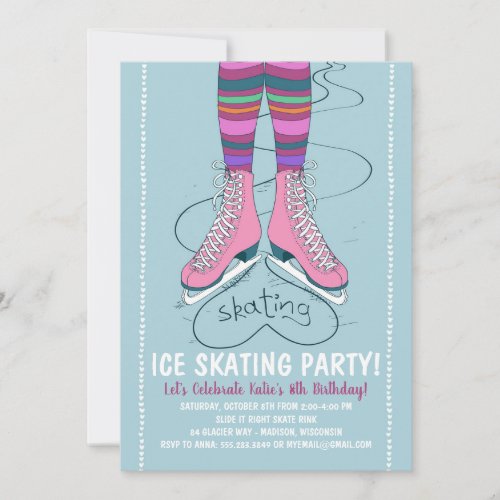 Ice Skating Birthday Party Invitation