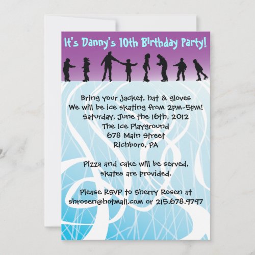 ICE SKATING birthday Party Invitation