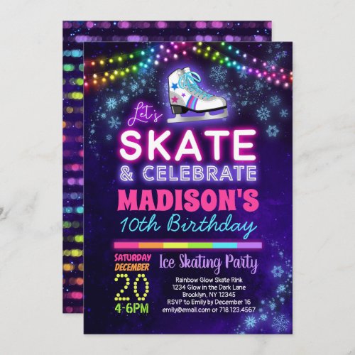 Ice Skating Birthday Party Invitation for Girls
