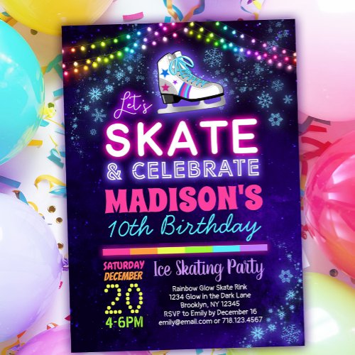 Ice Skating Birthday Party Invitation for Girls