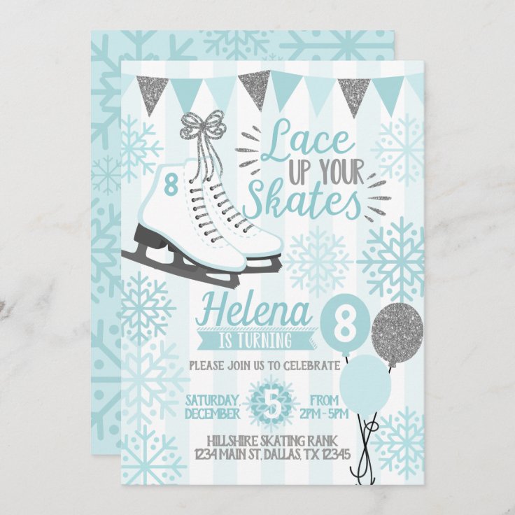 Ice Skating Birthday Party Invitation Invite | Zazzle