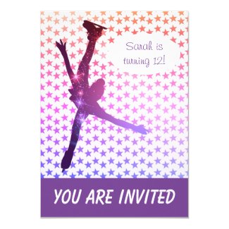 Ice skating birthday party invitation (stars)