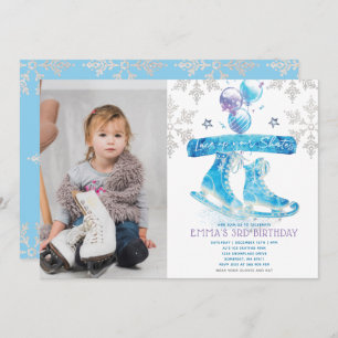 Ice Skating Birthday Party Photo Invitation