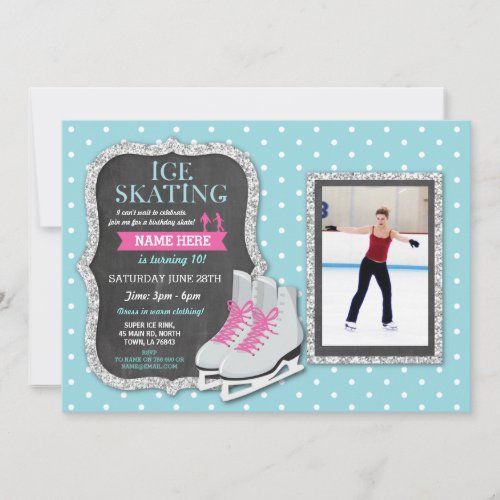 Ice Skating Birthday Party Photo Skate Invite