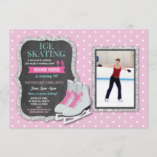 Ice Skating Birthday Party Pink Photo Skate Invite