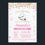 Ice Skating Birthday Party Pink Skate Invitation<br><div class="desc">Ice Skating Birthday Party Pink Skate Invitation. Girl Birthday. Pink and Gold Glitter Snowflake. Winter Christmas Holiday. White Background. 1st 2nd 3rd 4th 5th 6th 7th 8th 9th 10th 11th 12th 13th 14th 15th, any age. For further customization, please click the "Customize it" button and use our design tool to...</div>