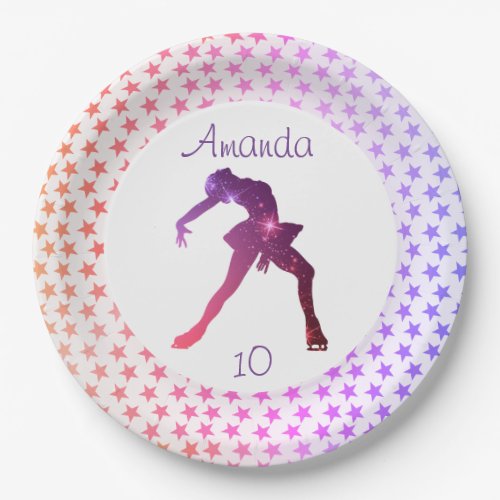 Ice skating birthday party plate stars