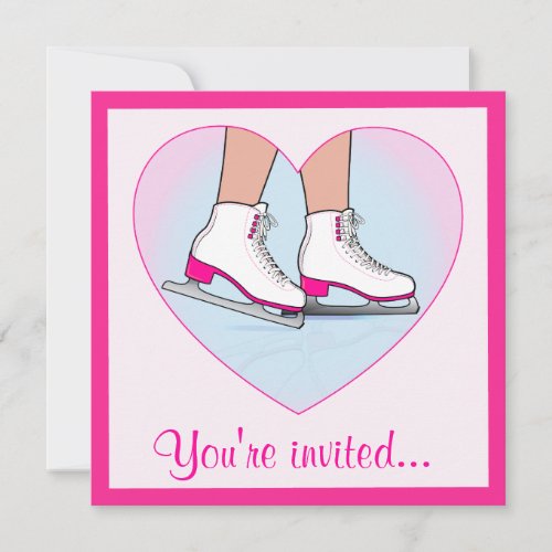 Ice Skating Birthday Party with Pink Invitation