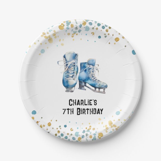 Ice-Skating Birthday Plate, Ice Skating Party  Paper Plates (Front)