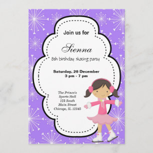Ice Skating Birthday (Purple) Invitation