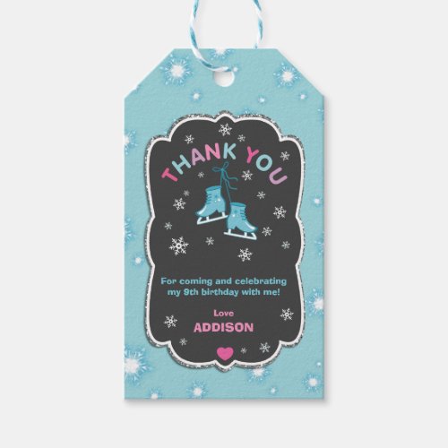 Ice Skating Birthday Thank You Favor Gift Tags