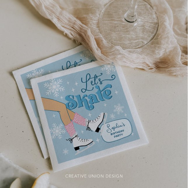 Ice Skating Birthday Winter Skate Party Decor Napkins (Creator Uploaded)
