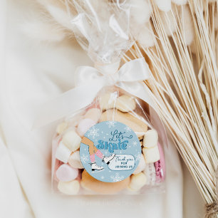 Ice Skating Birthday Winter Skate Party Favors Classic Round Sticker