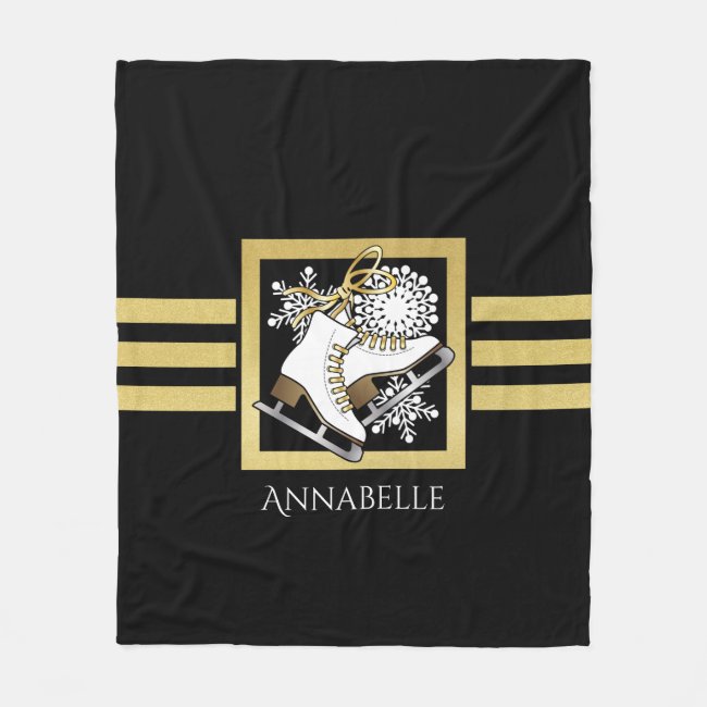 Ice Skating Black Gold Modern Chic Personalized