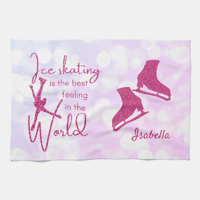 Ice Skating Blade Towel pink sparkle Best feeling (Horizontal)