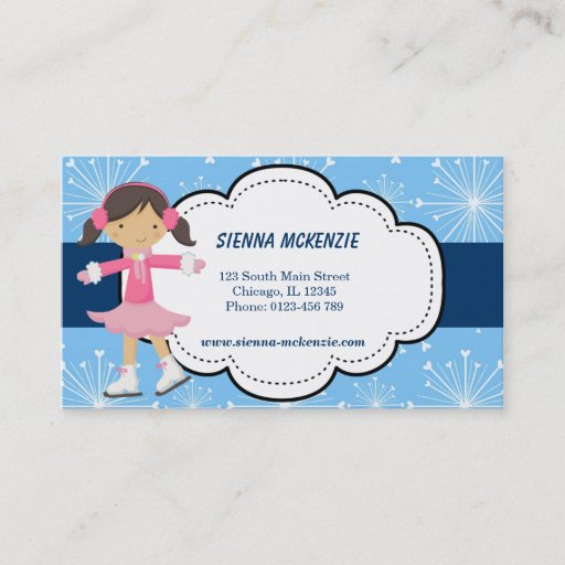 Customizable Ice Skating (Blue) Business Cards
