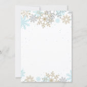 Ice Skating Blue Gold Glitter Snowflakes Birthday Invitation (Back)