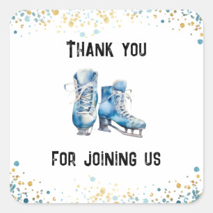 Ice-Skating Boys Hockey Birthday Party Favor Square Sticker