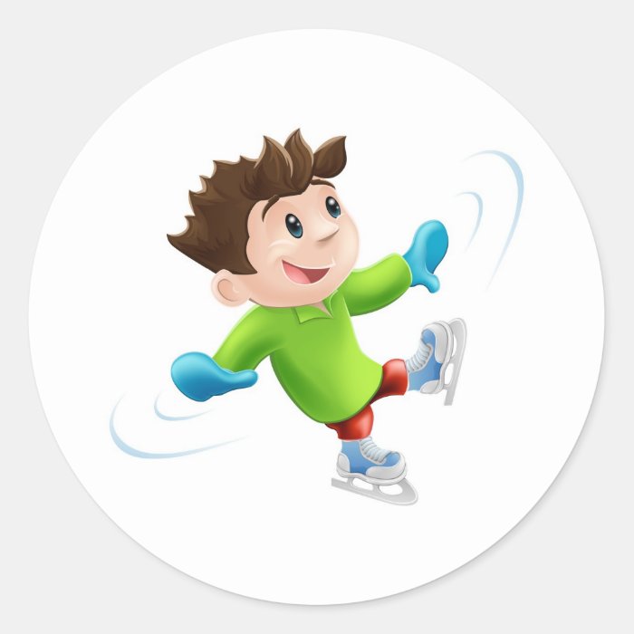 Ice skating cartoon sticker