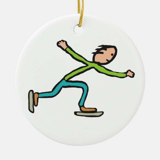 Ice Skating Ceramic Ornament (Front)