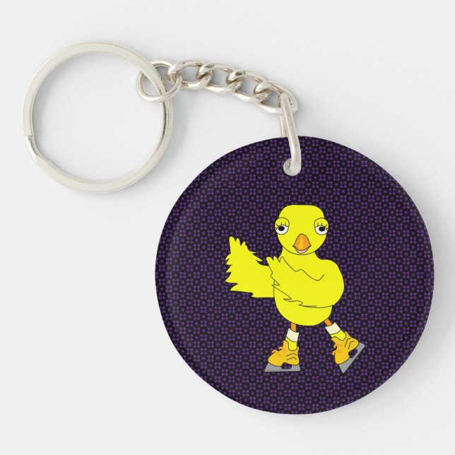 Ice Skating Chick Keychain (Front)