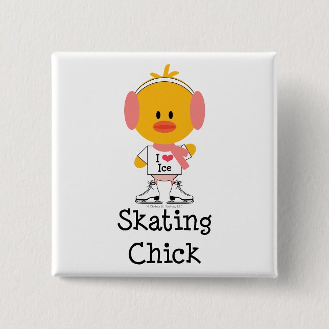 Ice Skating Chick Pin (Front)