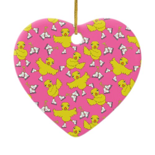 Ice Skating Chick Skates Pattern Ceramic Ornament