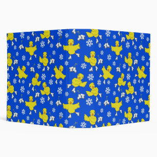 Ice Skating Chick Snowflake Pattern 3 Ring Binder