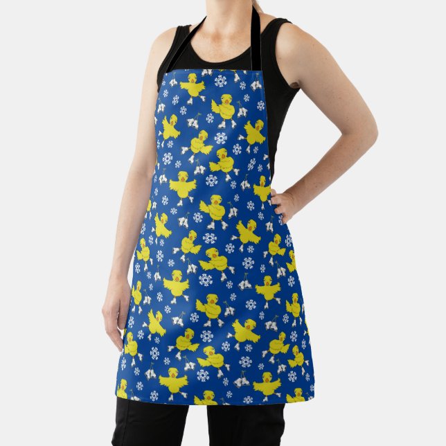 Ice Skating Chick Snowflake Pattern Apron (Insitu)