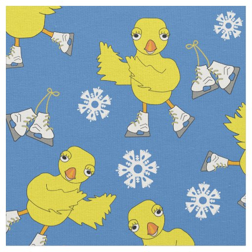 Ice Skating Chick Snowflake Pattern Fabric