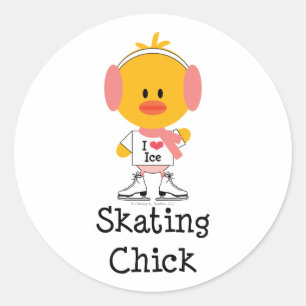 Ice Skating Chick Stickers