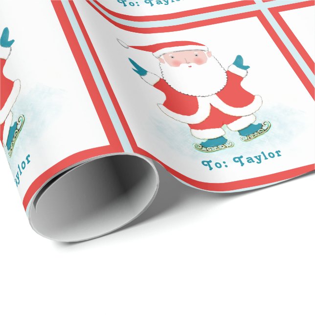 Ice Skating Christmas Gift Wrapping Paper (Roll Corner)