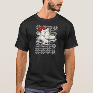 Ice Skating Christmas Lights Santa Hat Ice Skating T-Shirt