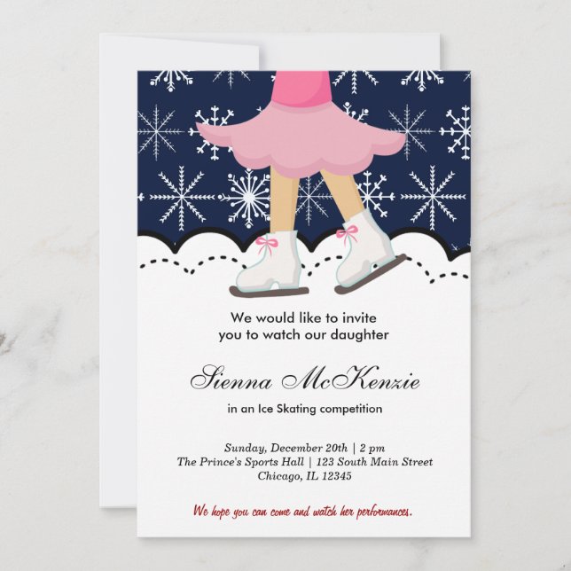 Ice Skating Competition (Dark Blue) Invitation (Front)