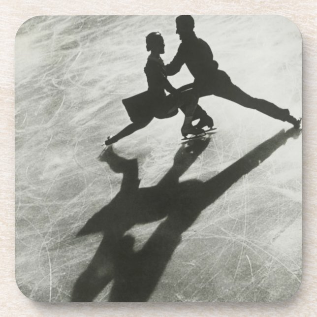 Ice Skating Couple Beverage Coaster (Front)