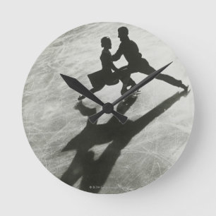 Ice Skating Couple Round Clock