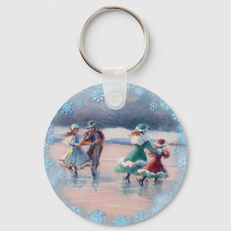 ICE SKATING COUPLES by SHARON SHARPE Card Keychain