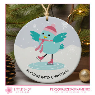 Ice Skating Customizable Photo Ceramic Ornament