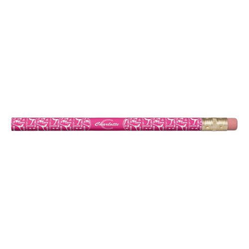 Ice Skating Cute Pink White Girly Monogrammed Pencil