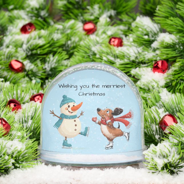 Ice Skating Dachshund  Snow Globe (Christmas)