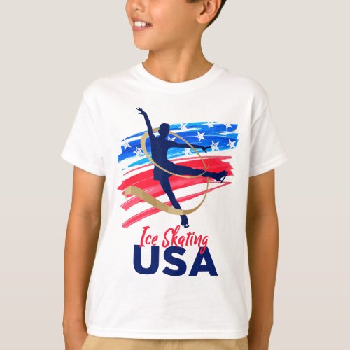 Ice Skating Dance Support the Team USA Flag T_Shirt